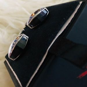 NIB Men’s Egara Cufflinks Silvertone Black…